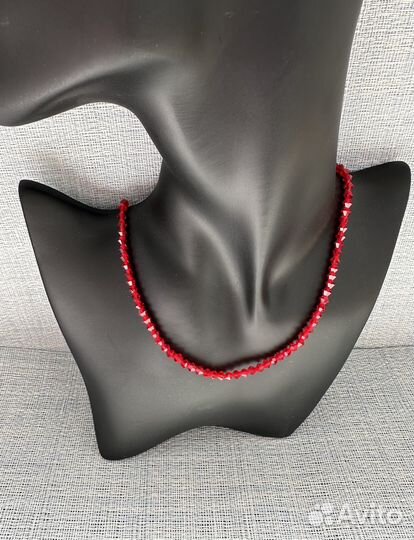 Чокер бусы мини рубиновое стекло СССР винтаж