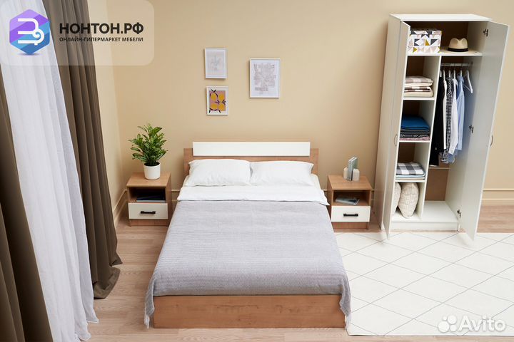 Тумба прикроватная Эко дуб вотан / белый