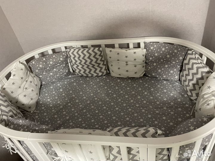 Детская кроватка трансформер круглая
