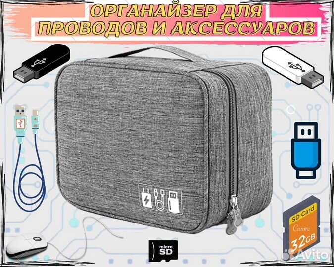 Органайзер для хранения проводов и зарядок