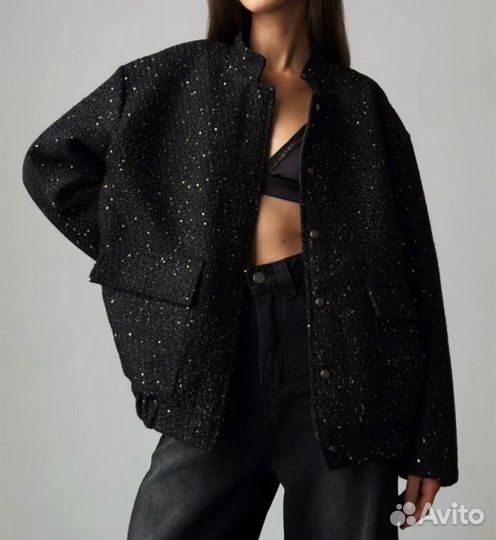 Блестящий бомбер Zara