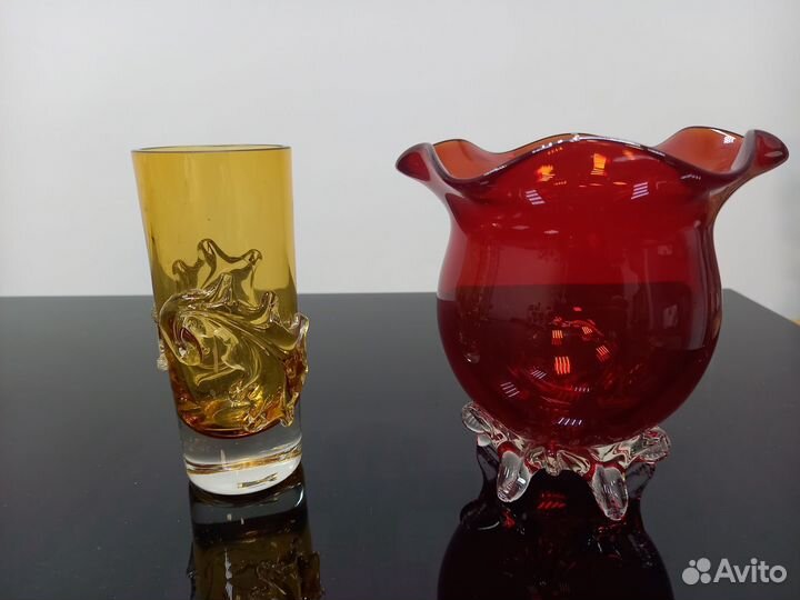 Вазы цветное стекло СССР