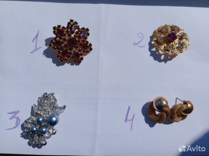 Брошь и серьги винтаж