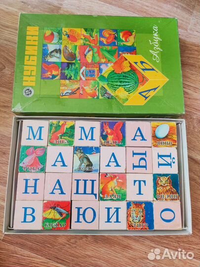Кубики деревянные алфавит, начальная математика