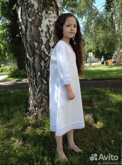 Хлопковая рубашка-сорочка для девочки