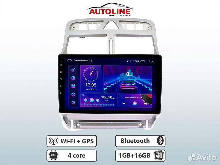 Магнитола Peugeot 307. 1/16 AW