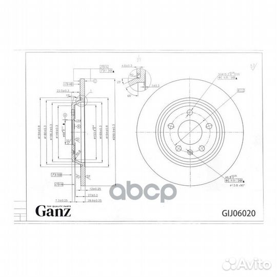 Диск тормозной задний ganz GIJ06020 GIJ06020 ganz