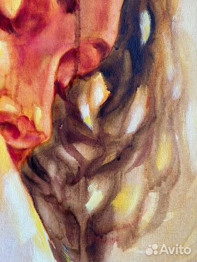 Картина маслом на холсте стильный портрет девушки