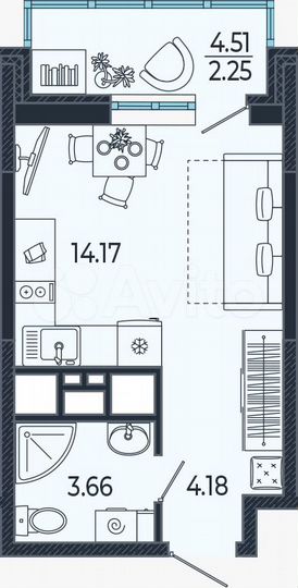 Квартира-студия, 24,2 м², 16/21 эт.