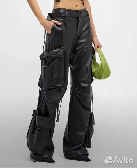 Брюки-карго кожаные