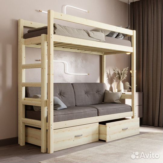 Кровать чердак с диваном детская