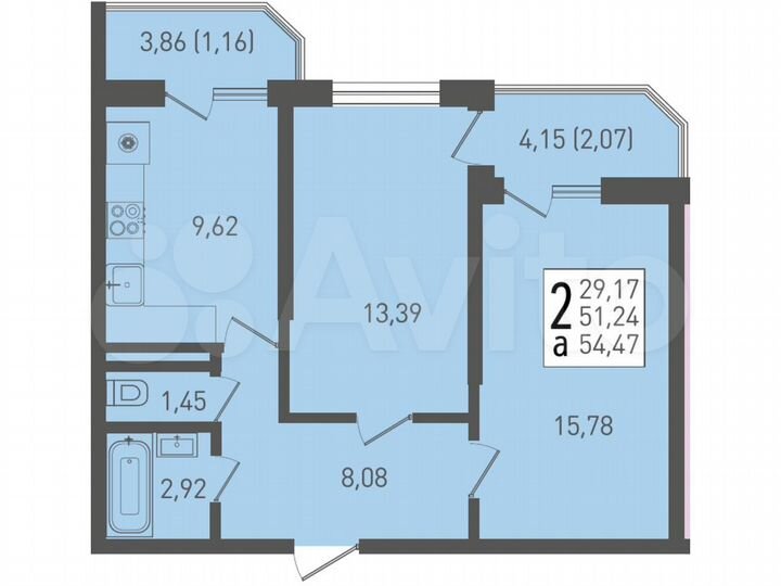 2-к. квартира, 54,5 м², 12/22 эт.
