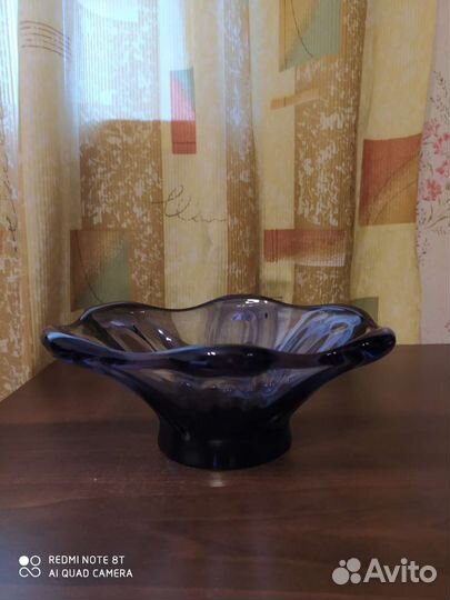 Ваза для фруктов, цветное стекло СССР