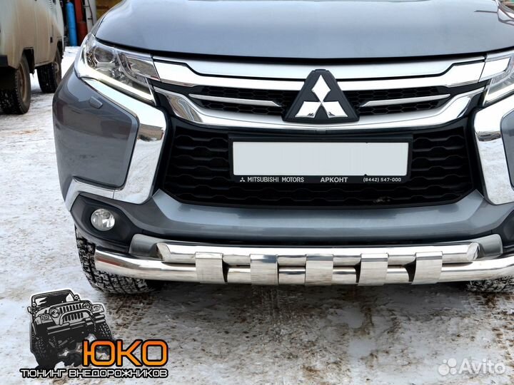 Защита переднего бампера Mitsubishi Pajero Sport