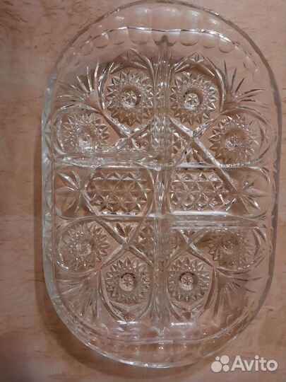 Хрустальные менажница и десертные тарелочки