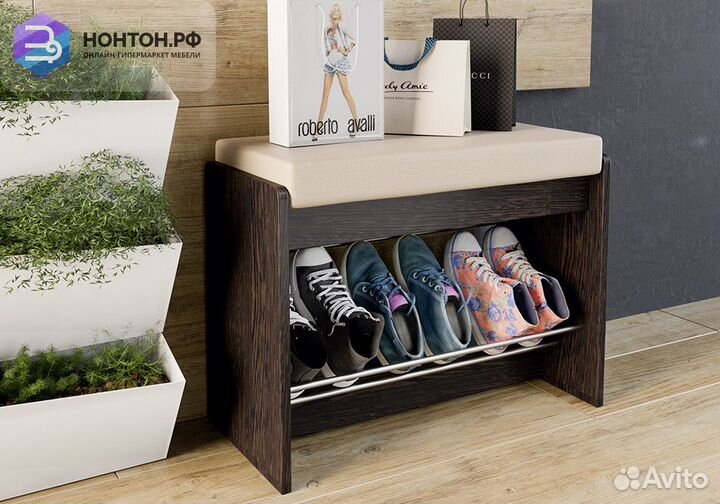 Тумба для обуви Тайм 1 венге цаво / кожзам крем