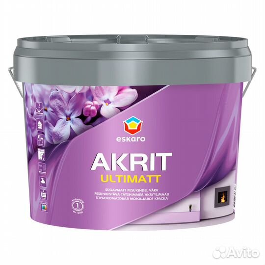 Краска моющаяся Eskaro Akrit Ultimatt база А белая