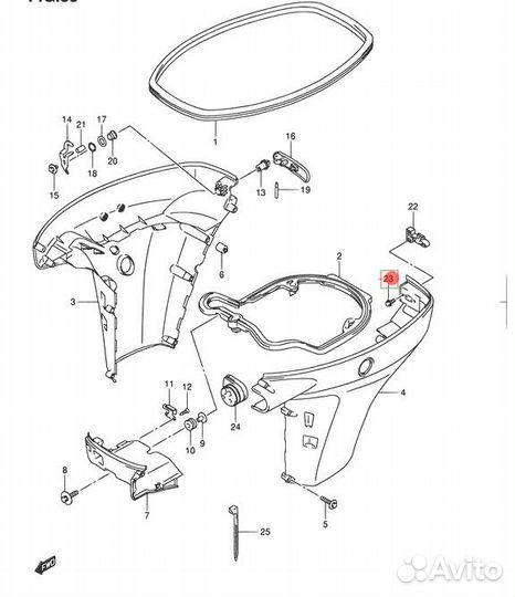 Болт фиксации крепления поддона Suzuki DF40-250 (0
