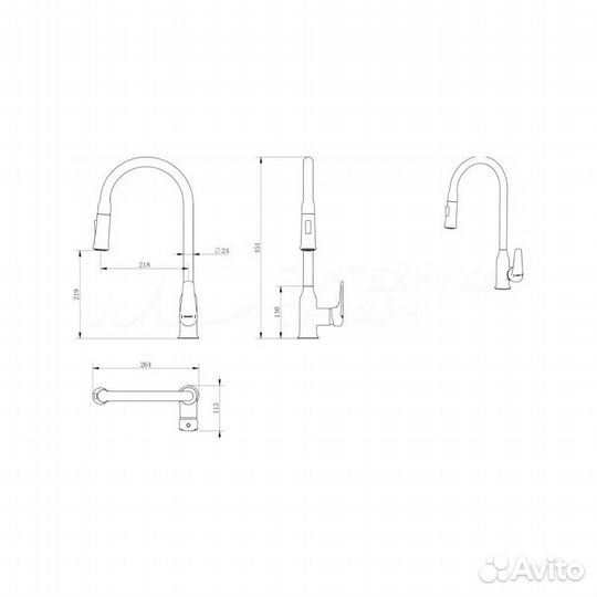 Смеситель для кухни Haiba hb73816 Хром