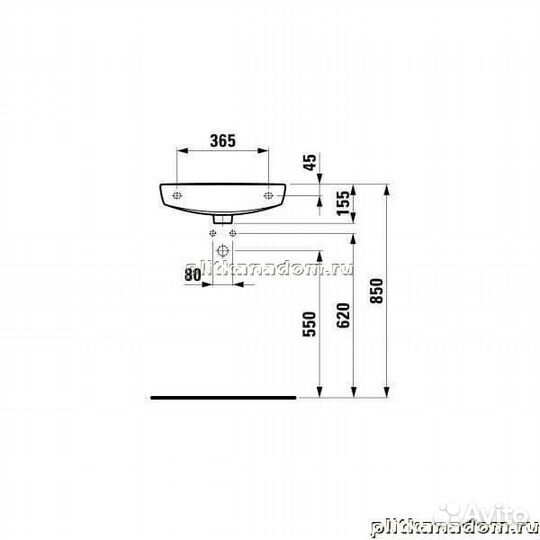 Laufen Pro В 8.1695.7.000.106.1 раковина отверстие с права 50х25
