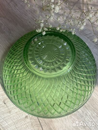 Ваза С геометрическим декором, стекло, пресс, СССР