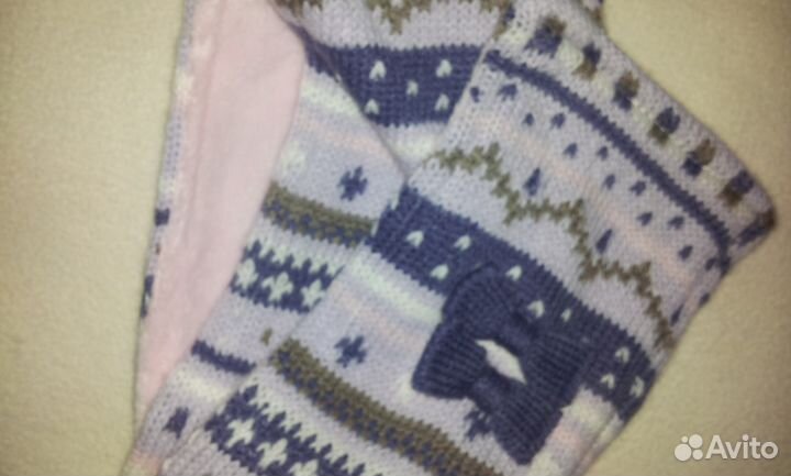 Шапка шарф варежки на близняшек 6-12мес., Франция