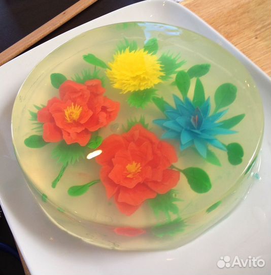 Желейный торт с 3Д цветами