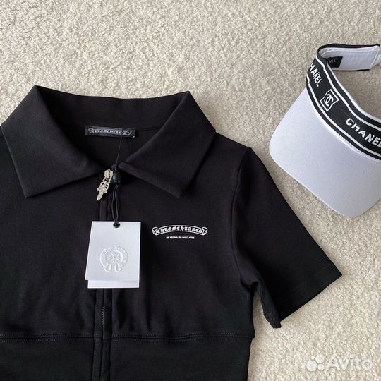 Черное женское поло Chrome Hearts S,M