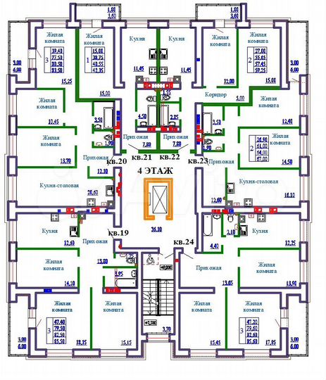 3-к. квартира, 83,5 м², 4/9 эт.