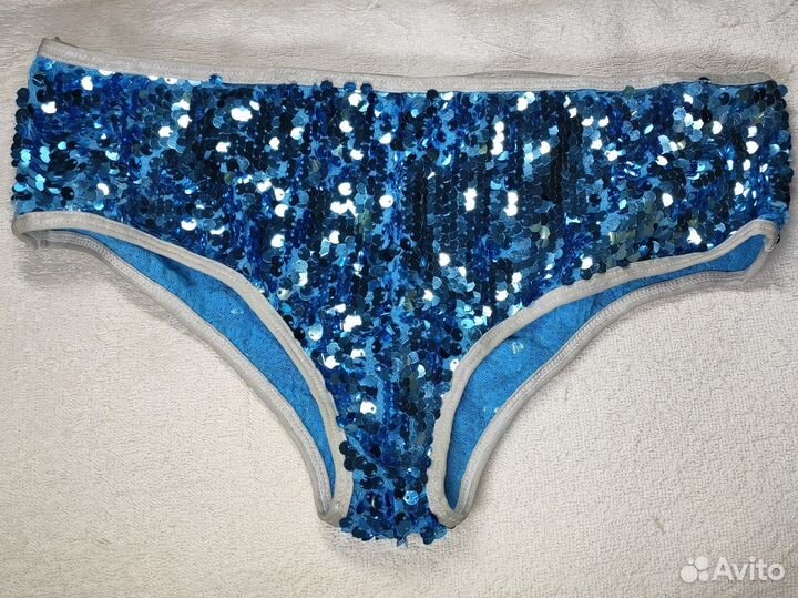 Шорты с пайетками голубые, танцевальные, 42-44