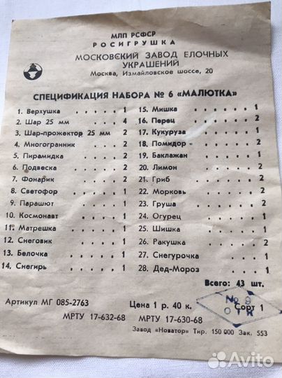 Елочные украшения Малютка с елкой СССР