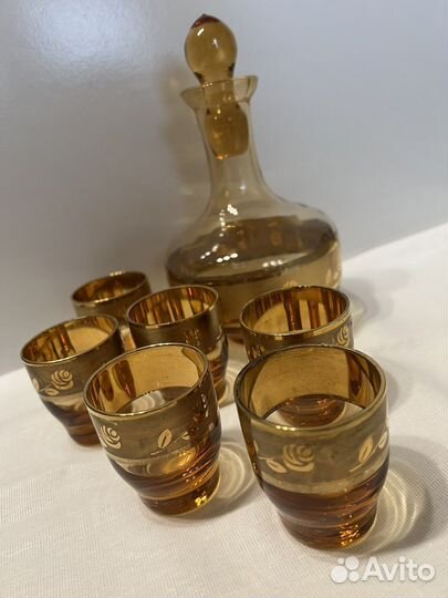 Графин с рюмками стекло винтаж Чехословакия