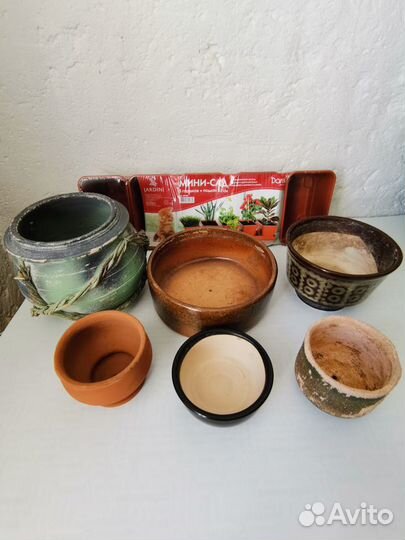 Кашпо горшки плошки керамика, мини сад, от