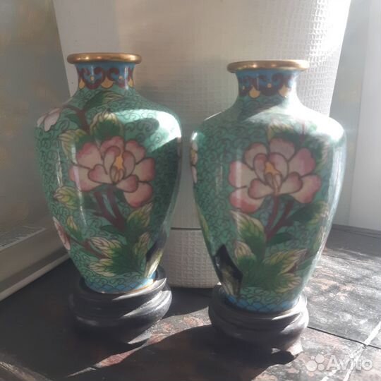 Вазы парные Клуазоне Китай
