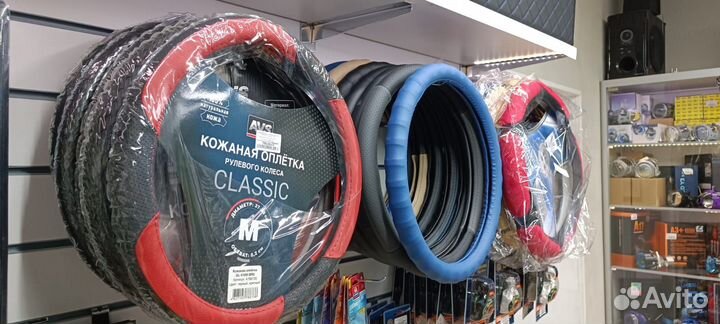 Оплетка на руль из натуральной кожи черная