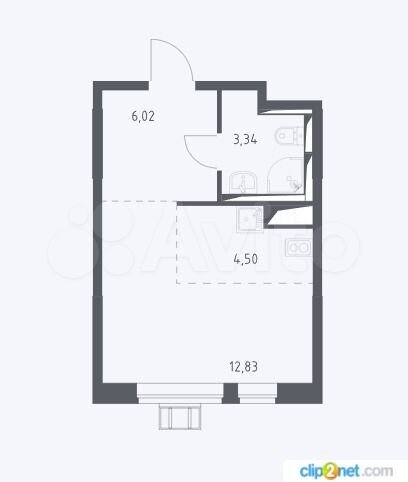 Квартира-студия, 26,7 м², 2/16 эт.