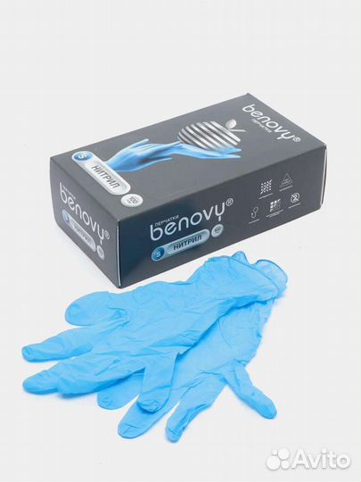Одноразовые нитриловые перчатки Benovy