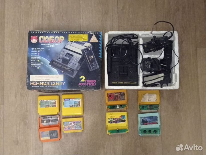 Приставка сюбор sb-225, картриджи для денди