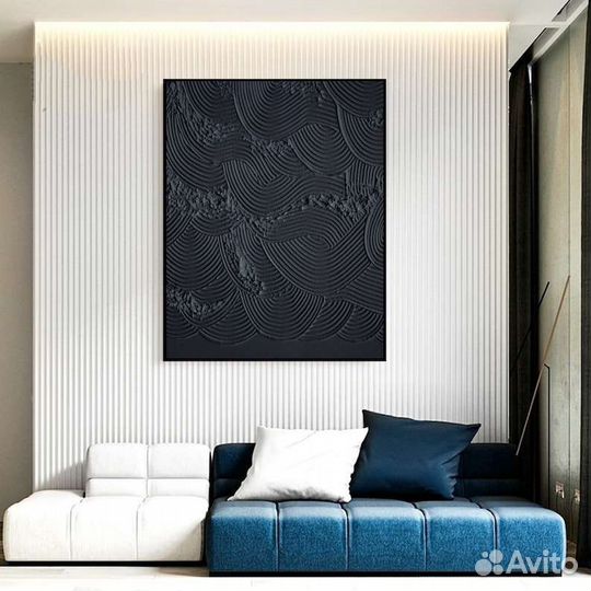 Картина маслом черная абстракция