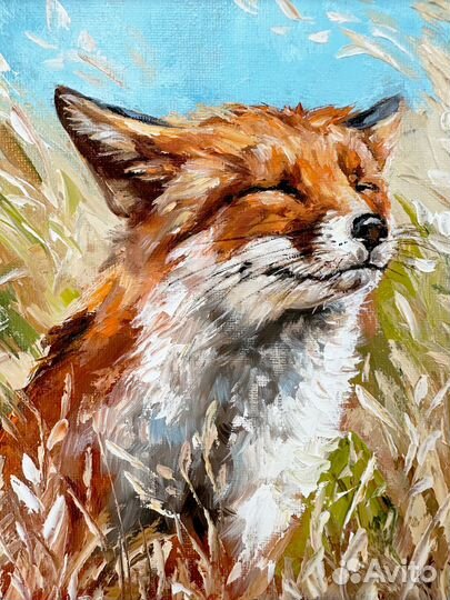 Картина маслом Лисичка Картина в рамке