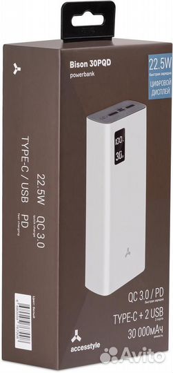 Внешние аккумуляторыBison 30PQD,30 000 мАч