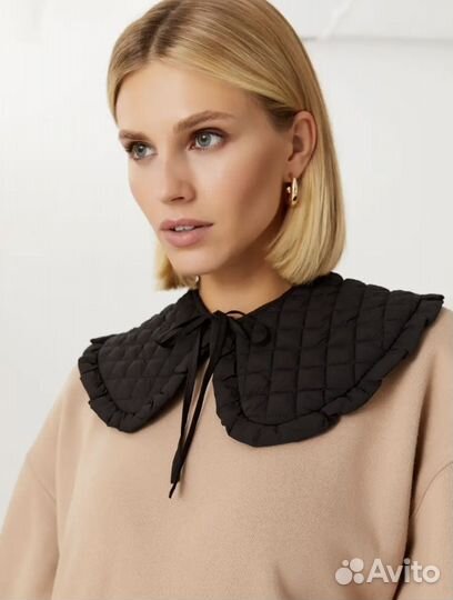 Манишка воротник накладной стеганый черный sela