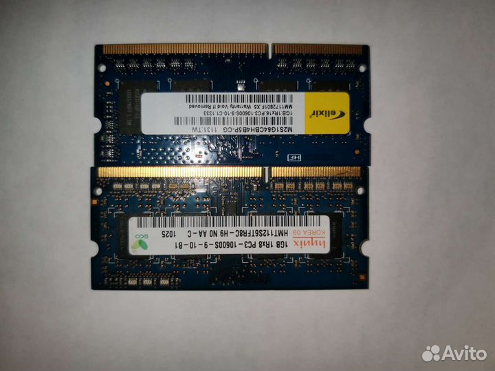 Оперативная память ddr3 1 Gb 2шт