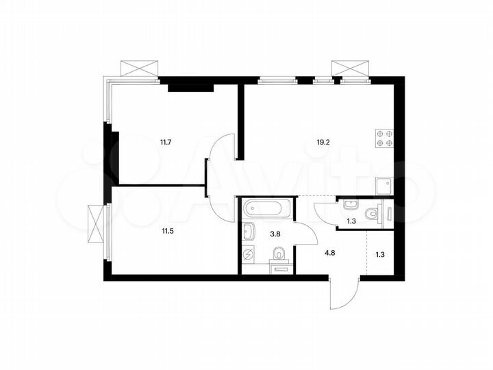 2-к. квартира, 53,6 м², 8/14 эт.