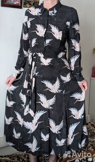 Женское платье HM 44-46 с журавлями