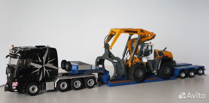 1/50 тягач Mercedes 8х трал Nooteboom низкорамник