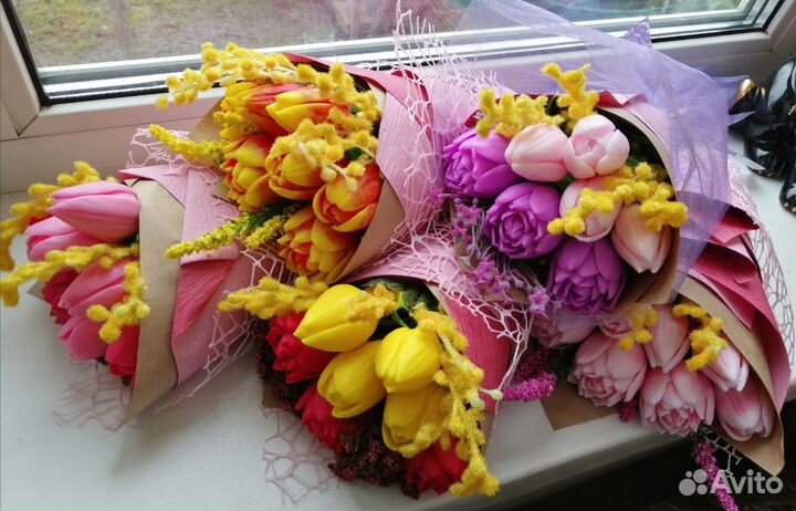 Мыльные тюльпаны и розы ручной работы