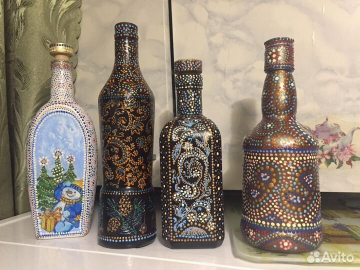 Коллекционные бутылки с ручной росписью