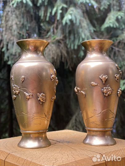 Вазы парные Япония 19 век бронза