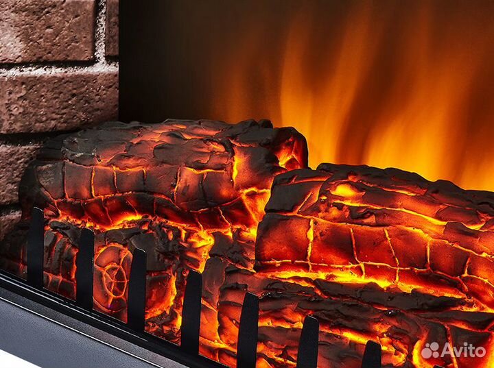 Камин Bricks Wood 30 камень темный, шпон венге